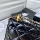 Chanel FLAP COIN PURSE WITH CHAIN Calfskin & Gold-Tone Metal AP2290 Black A