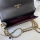 Chanel FLAP COIN PURSE WITH CHAIN Calfskin & Gold-Tone Metal AP2290 Black A