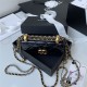 Chanel FLAP COIN PURSE WITH CHAIN Calfskin & Gold-Tone Metal AP2290 Black A