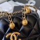 Chanel FLAP COIN PURSE WITH CHAIN Calfskin & Gold-Tone Metal AP2290 Black A