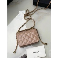 Chanel FLAP COIN PURSE WITH CHAIN Calfskin & Gold-Tone Metal AP2290 Beige A