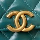 Chanel FLAP COIN PURSE WITH CHAIN Calfskin & Gold-Tone Metal AP2290 Green A