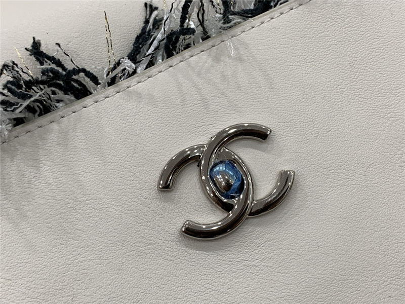 Chanel Shopping Tote Bag Calfskin AS8485 White High