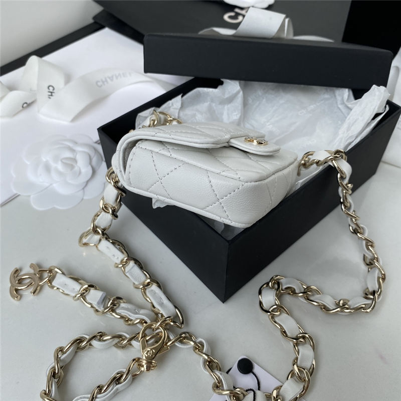 Chanel BELT BAG Lambskin Gold-tone Metal AP2305 White High