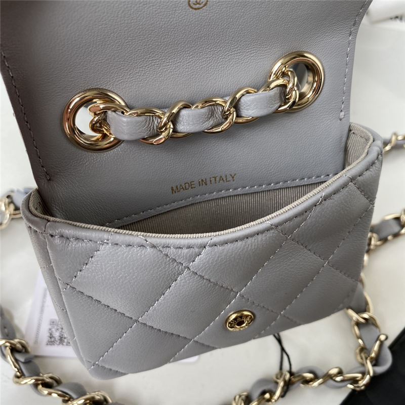 Chanel BELT BAG Lambskin Gold-tone Metal AP2305 Grey High