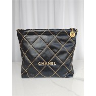 Chanel 22 SMALL HANDBAG Shiny Calfskin & Gold-Tone Metal AS3260 Black Chain High