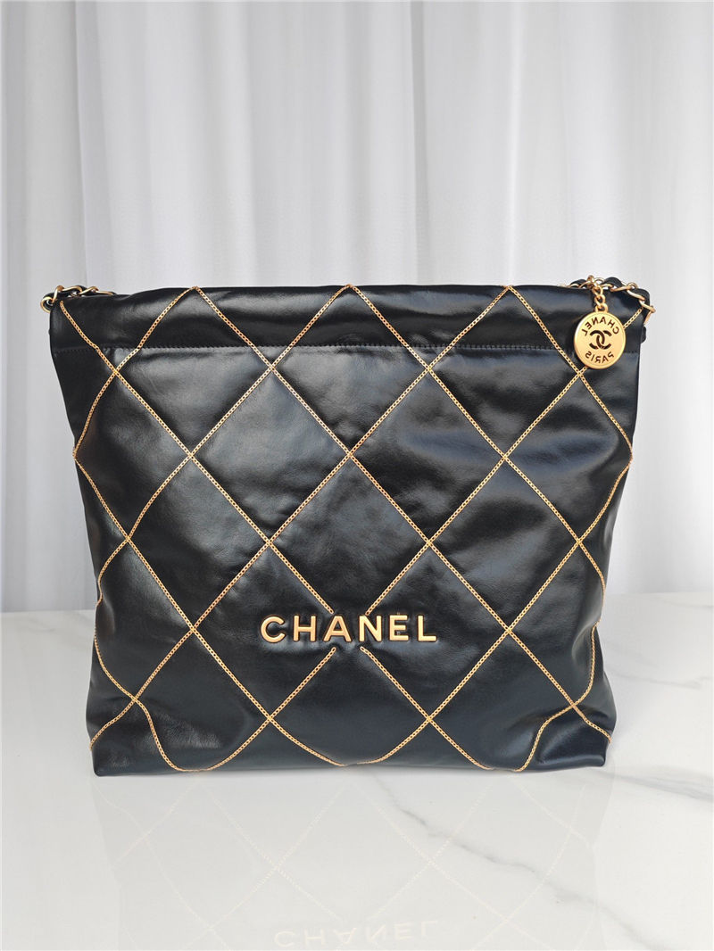 Chanel 22 SMALL HANDBAG Shiny Calfskin & Gold-Tone Metal AS3260 Black Chain High