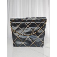 Chanel 22 SMALL HANDBAG Shiny Calfskin & Gold-Tone Metal AS3260 Black Chain High