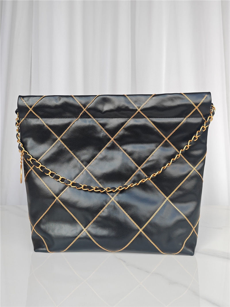 Chanel 22 SMALL HANDBAG Shiny Calfskin & Gold-Tone Metal AS3260 Black Chain High