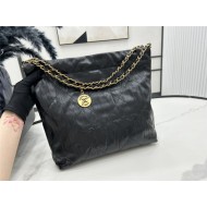 Chanel 22 SMALL HANDBAG Crumpled Calfskin & Gold-Tone Metal AS3260 Black High