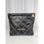 Chanel 22 MEDIUM HANDBAG Shiny Calfskin & Gold-Tone Metal AS3261 Black Chain High