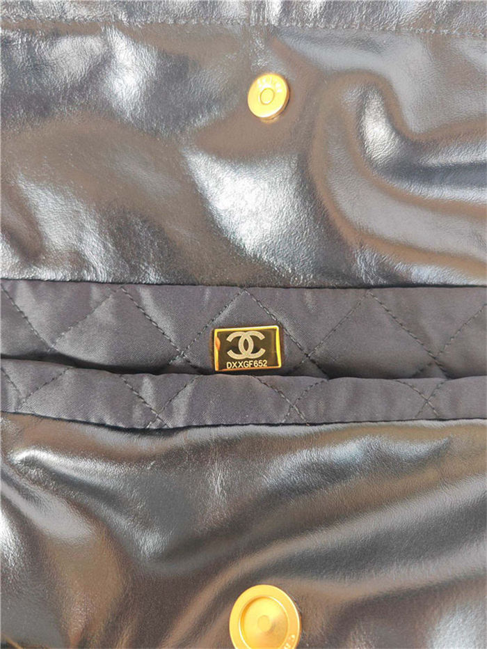 Chanel 22 MEDIUM HANDBAG Shiny Calfskin & Gold-Tone Metal AS3261 Black Chain High