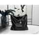 Chanel 22 MEDIUM HANDBAG Crumpled Calfskin & Gold-Tone Metal AS3261 Black High