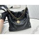 Chanel 22 MEDIUM HANDBAG Crumpled Calfskin & Gold-Tone Metal AS3261 Black High