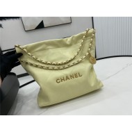 Chanel 22 SMALL HANDBAG Shiny Calfskin & Gold-Tone Metal AS3260 Yellow-Lt High