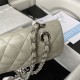 Small CLASSIC HANDBAG Lambskin Silver Metal Warm Grey A