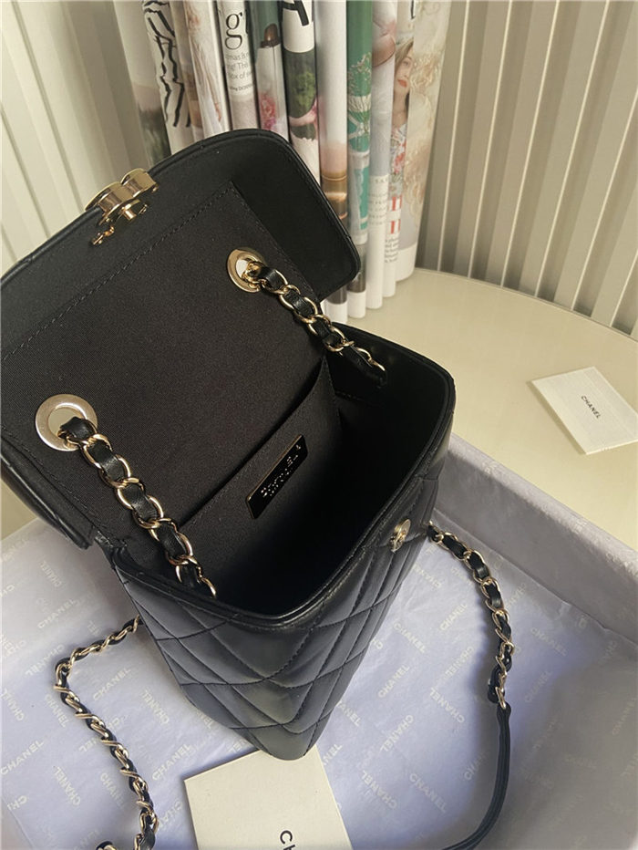 Chanel SMALL BOX BAG Lambskin & Gold Metal Black High