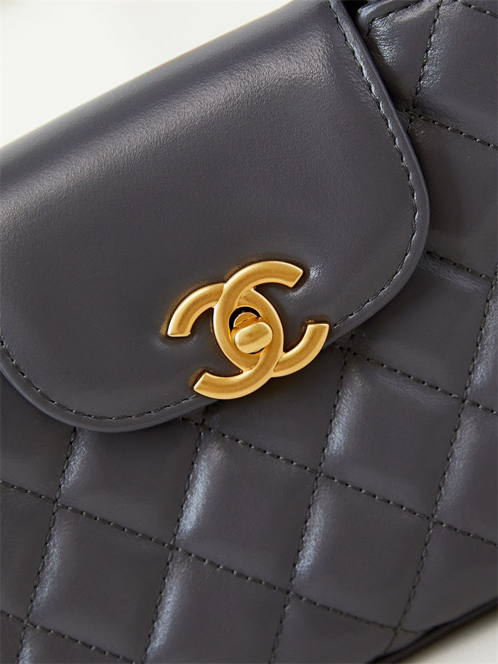 Chanel MINI SHOPPING BAG AS4416 Shiny Aged Calfskin & Gold-Tone Metal Dark Grey High