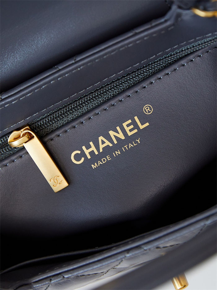 Chanel MINI SHOPPING BAG AS4416 Shiny Aged Calfskin & Gold-Tone Metal Dark Grey High