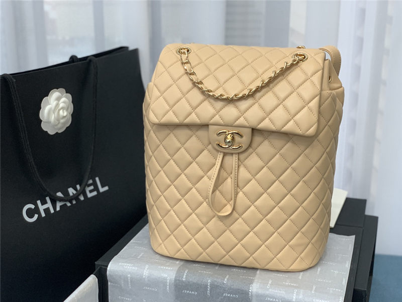 Chanel Large Backpack Lambskin 91122 Gold-Metal Nude High