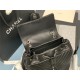 Chanel Large Backpack Chevrons Pattern Lambskin 91122 Silver-Metal Black High