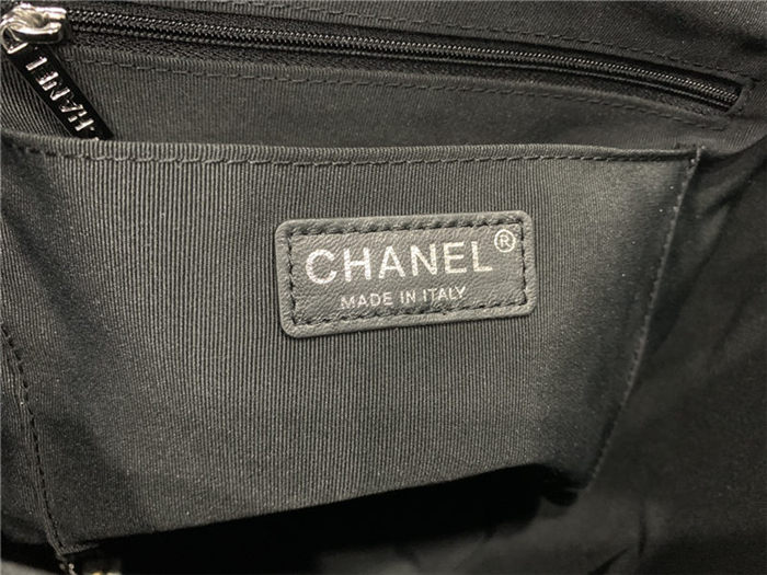 Chanel Large Backpack Chevrons Pattern Lambskin 91122 Silver-Metal Black High