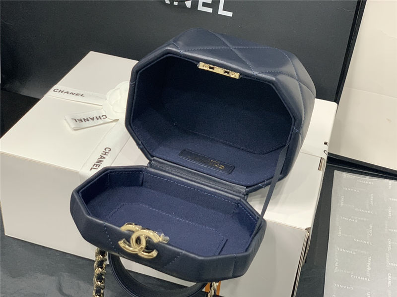 Chanel SMALL VANITY CASE Lambskin & Gold Metal AS2630 Navy High