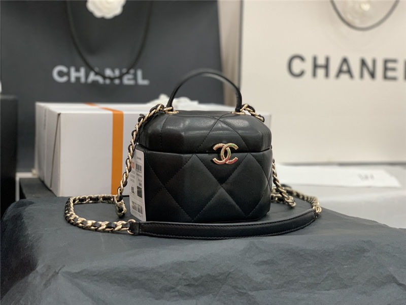 Chanel SMALL VANITY CASE Lambskin & Gold Metal AS2630 Black High