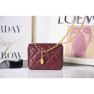 Chanel MINI FLAP BAG AS2693 Lambskin & Gold Metal Burgundy High