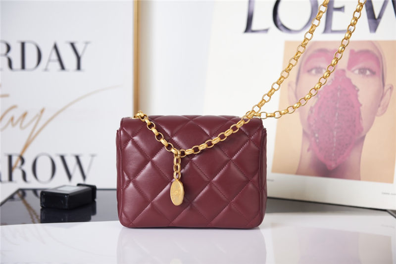 Chanel MINI FLAP BAG AS2693 Lambskin & Gold Metal Burgundy High