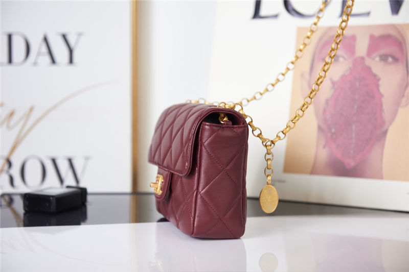 Chanel MINI FLAP BAG AS2693 Lambskin & Gold Metal Burgundy High