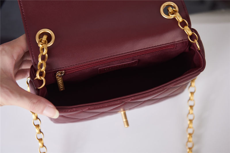 Chanel MINI FLAP BAG AS2693 Lambskin & Gold Metal Burgundy High