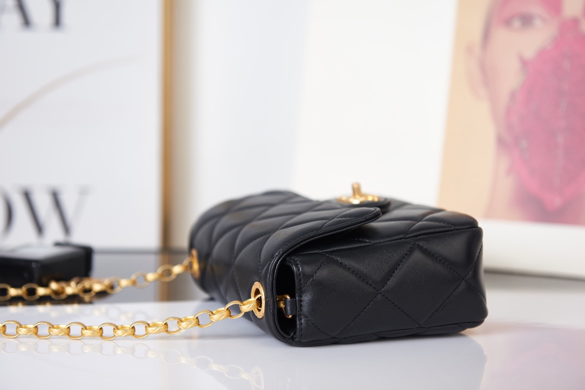 Chanel MINI FLAP BAG AS2693 Lambskin & Gold Metal Black High