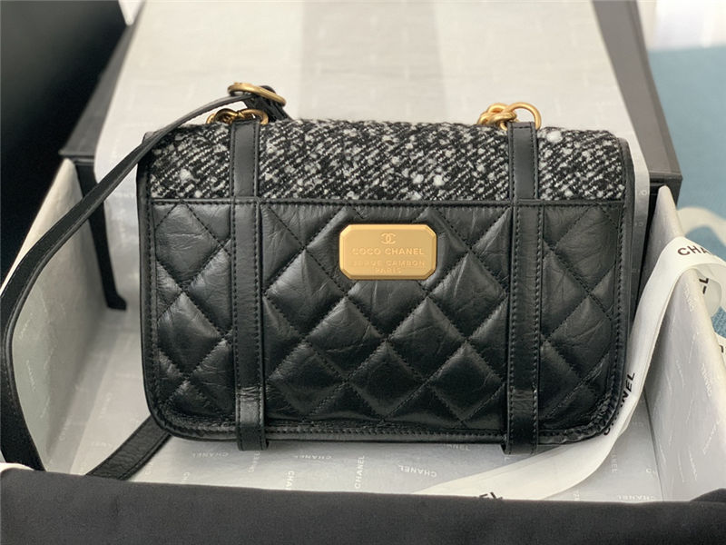 Chanel FLAP BAG Aged Calfskin & Gold-Tone Metal AS2696 Black High