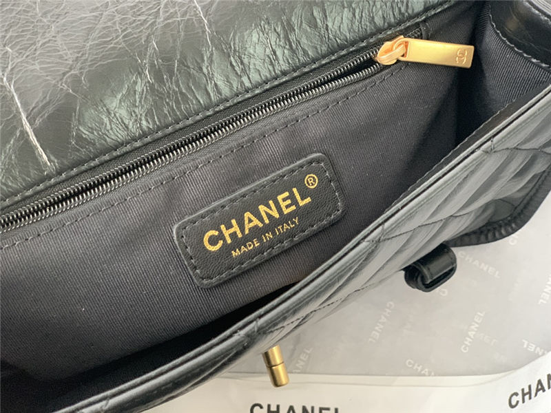 Chanel FLAP BAG Aged Calfskin & Gold-Tone Metal AS2696 Black High