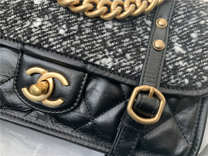 Chanel FLAP BAG Aged Calfskin & Gold-Tone Metal AS2696 Black High