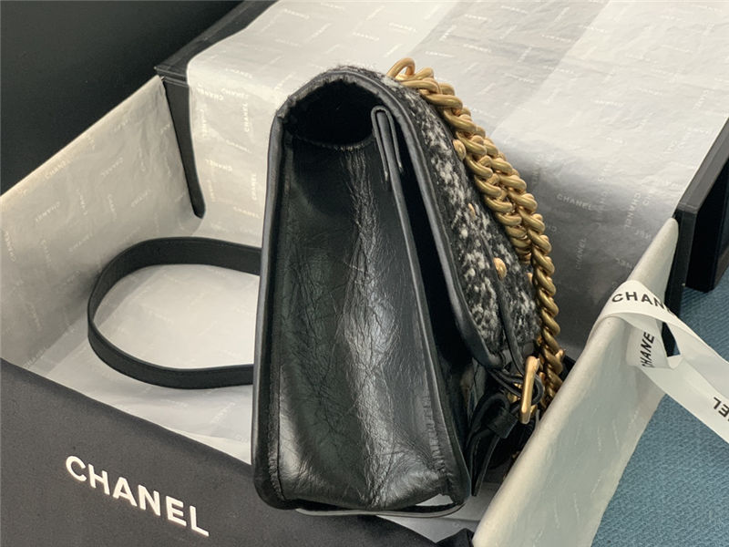 Chanel FLAP BAG Aged Calfskin & Gold-Tone Metal AS2696 Black High