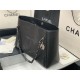 LARGE Chanel SHOPPING BAG TOTE Calfskin Silver Metal AS8473 Black High