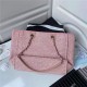 SHOPPING BAG Mixed Fibers & Silver-Tone Metal Pink High