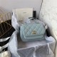 Chanel Mini Flap Bag A93749 Grained Calfskin Gold-Tone MetalBlue High