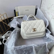 Chanel Mini Flap Bag A93749 Grained Calfskin Gold-Tone MetalWhite High