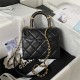 Chanel MINI FLAP BAG WITH TOP HANDLE AS4035 Lambskin Gold-Tone Metal Black A