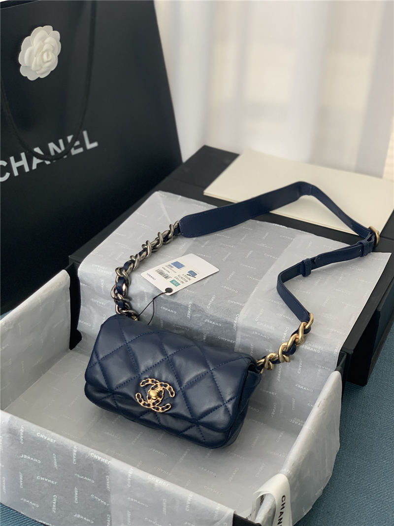 Chanel 19 Waist Bag AS1163 Lambskin Navy High