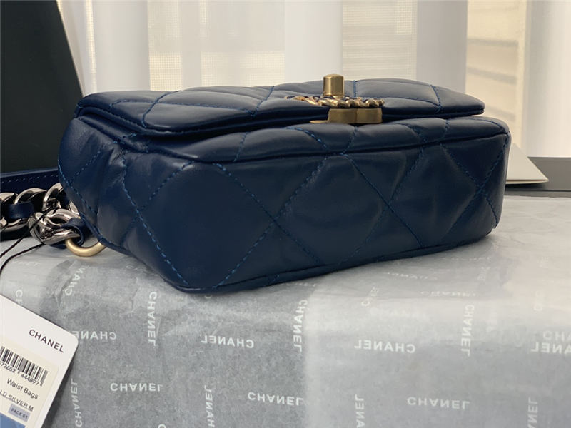 Chanel 19 Waist Bag AS1163 Lambskin Navy High