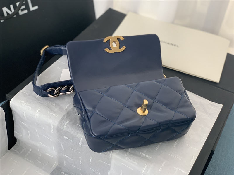 Chanel 19 Waist Bag AS1163 Lambskin Navy High