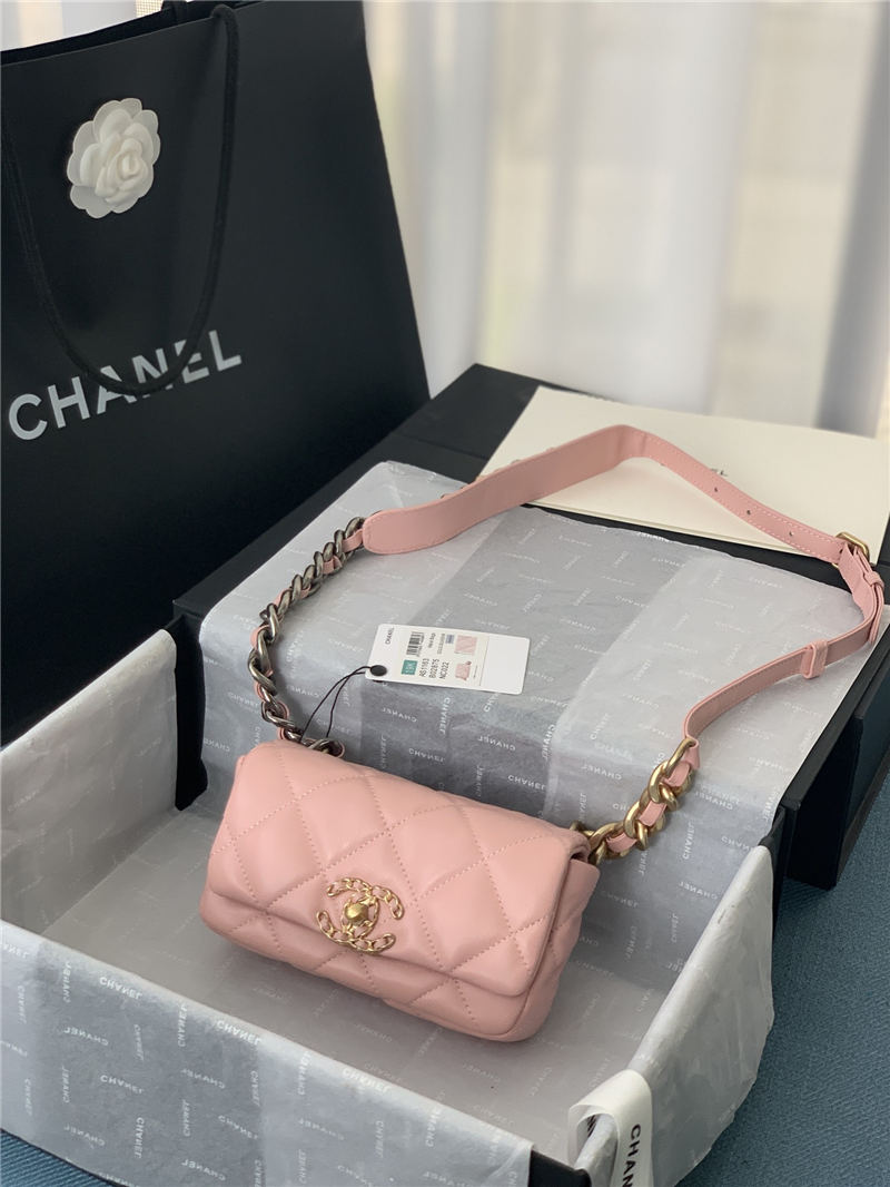 Chanel 19 Waist Bag AS1163 Lambskin Pink High