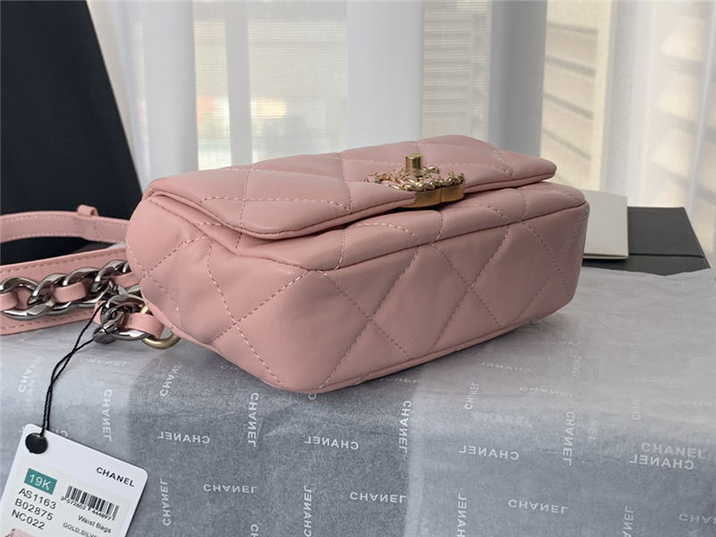 Chanel 19 Waist Bag AS1163 Lambskin Pink High