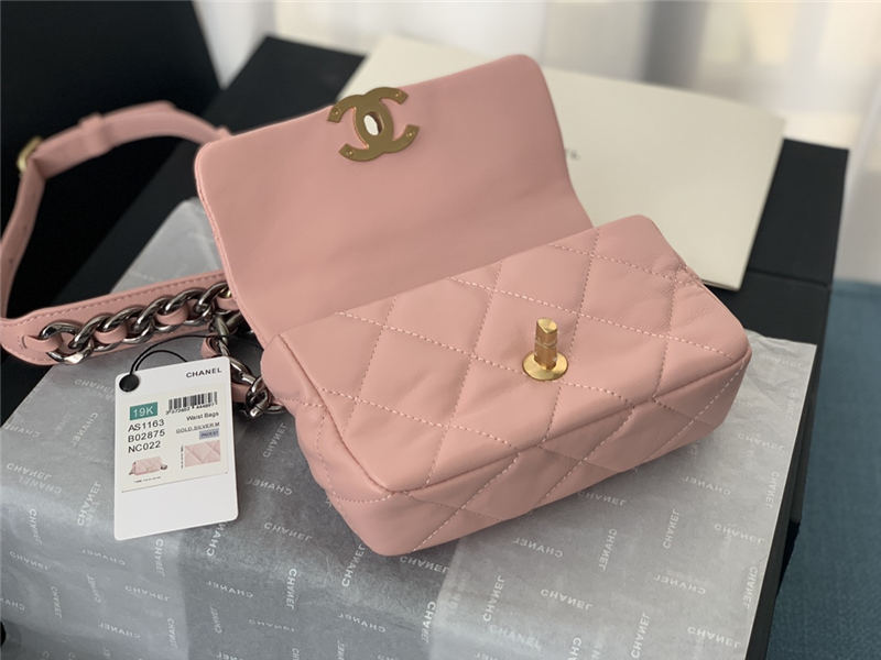 Chanel 19 Waist Bag AS1163 Lambskin Pink High