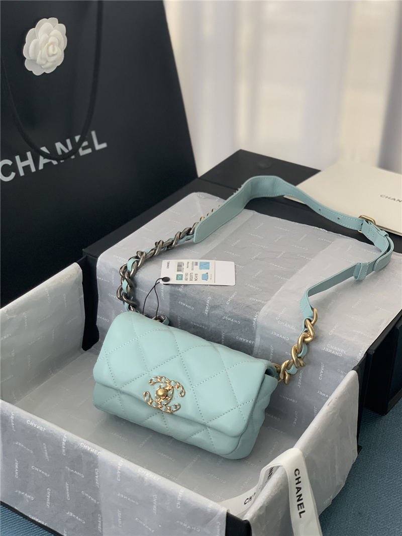 Chanel 19 Waist Bag AS1163 Lambskin Blue High