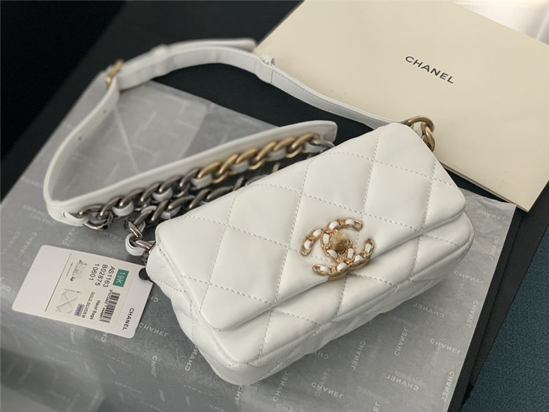 Chanel 19 Waist Bag AS1163 Lambskin White High